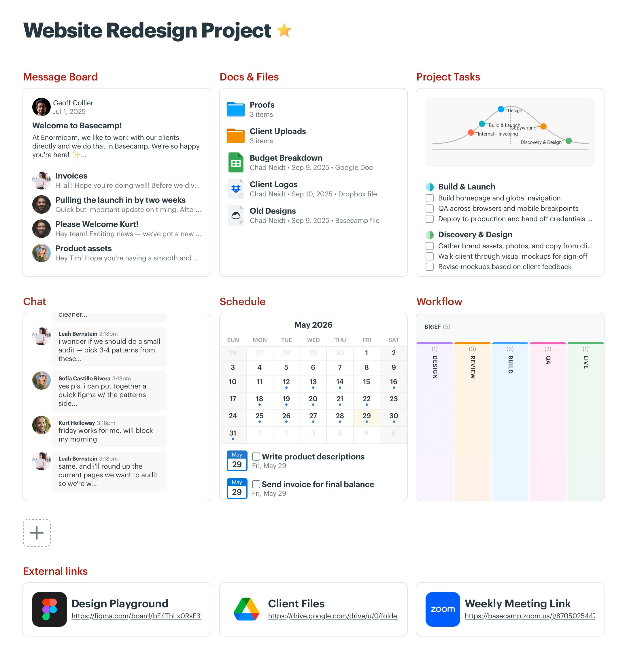 Basecamp product screenshot
