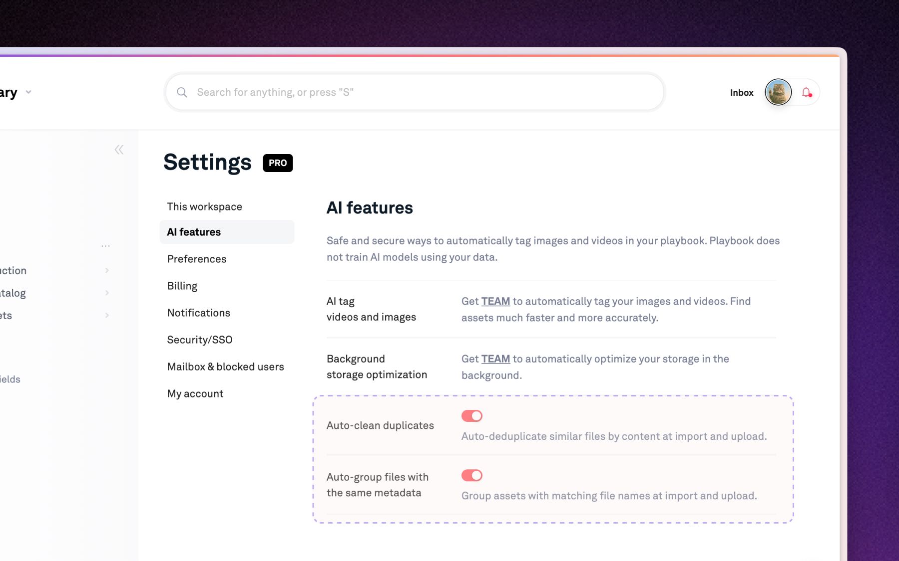 Point Playbook at Google Drive, Dropbox, or your own bucket in settings.