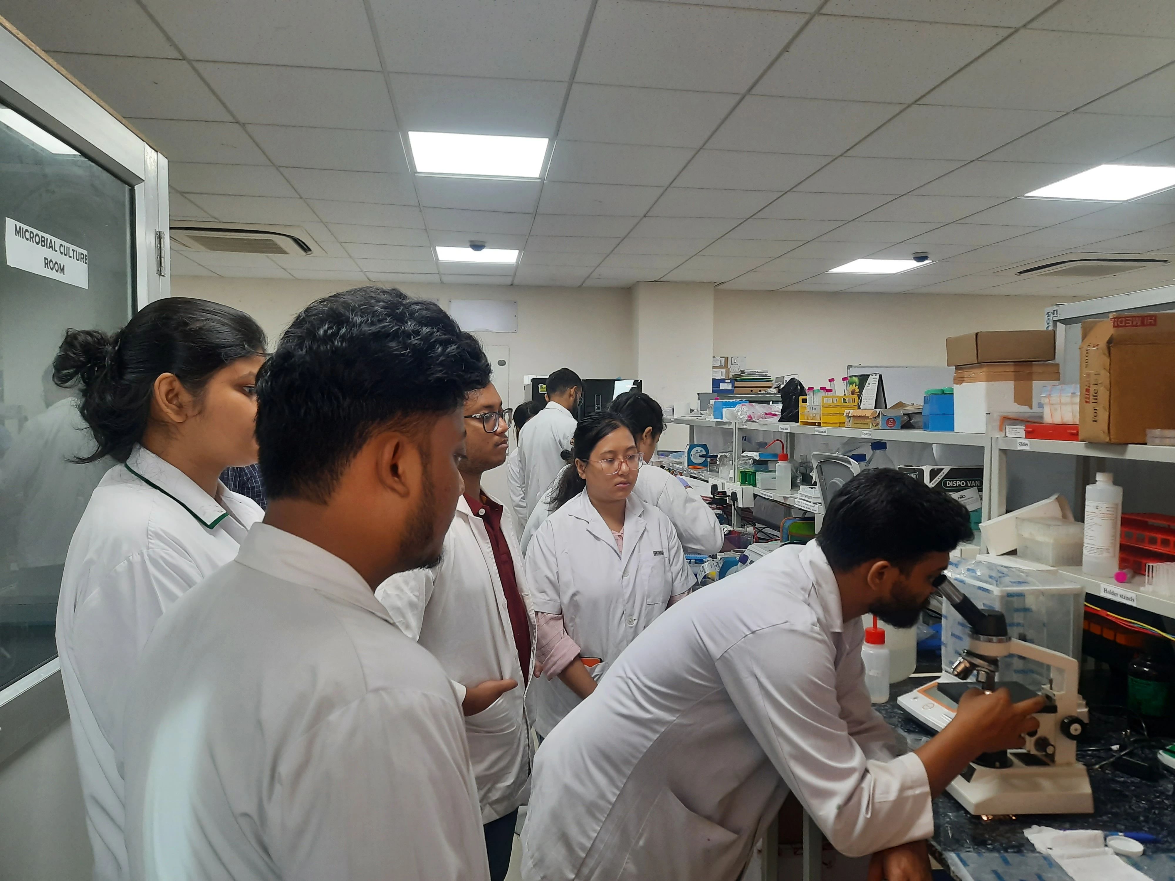 students working on lab