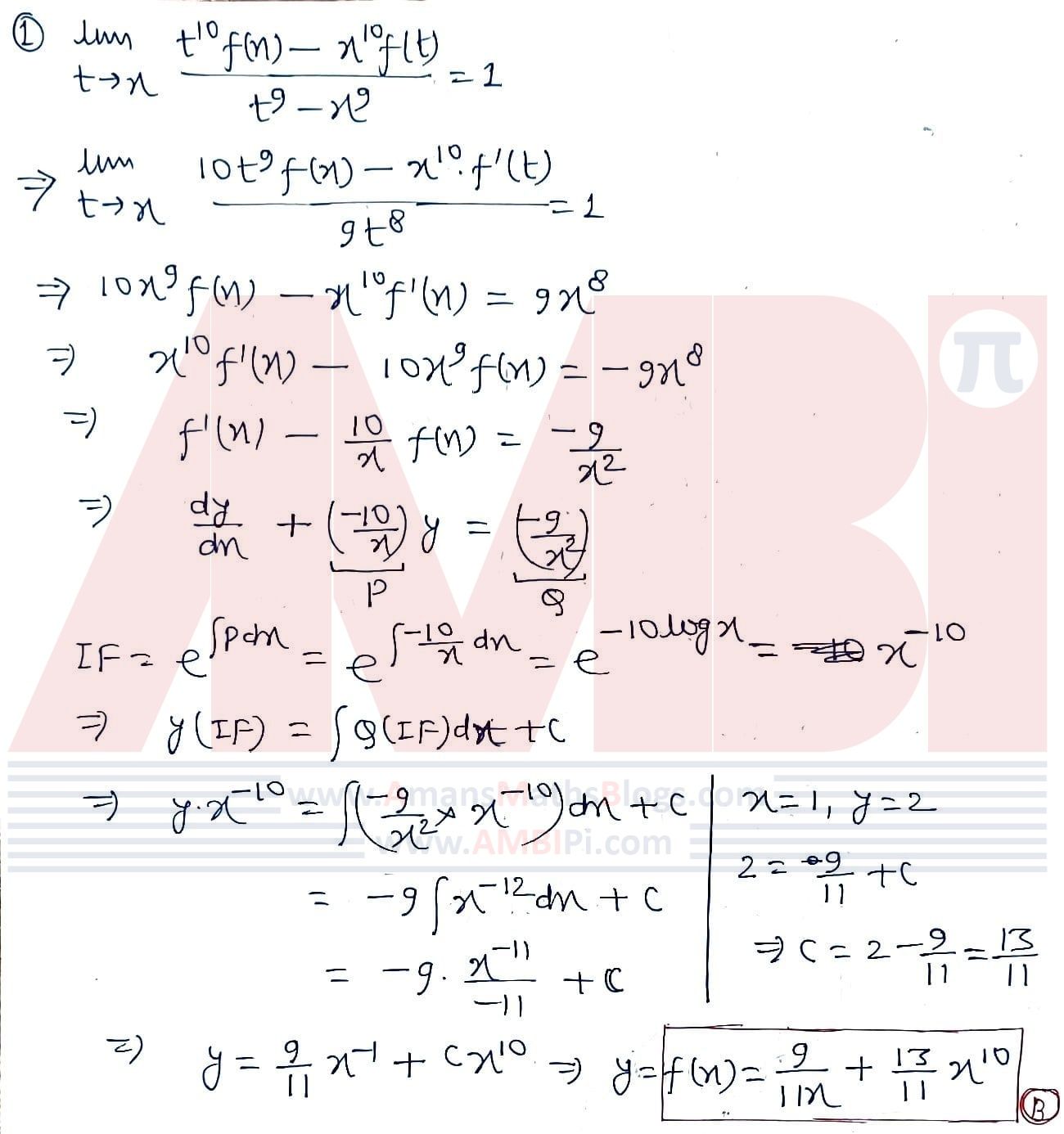 JEE Advanced Maths Question 1