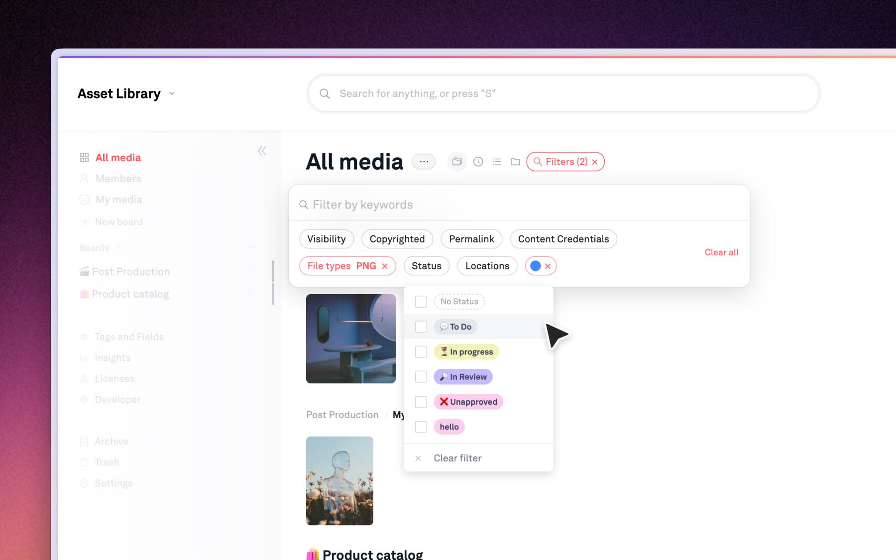 Filters plus search make every file findable, so the search tax disappears.