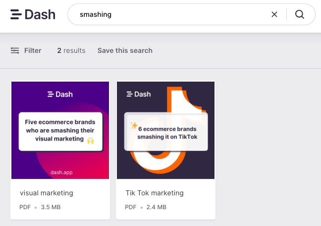 Dash product screenshot