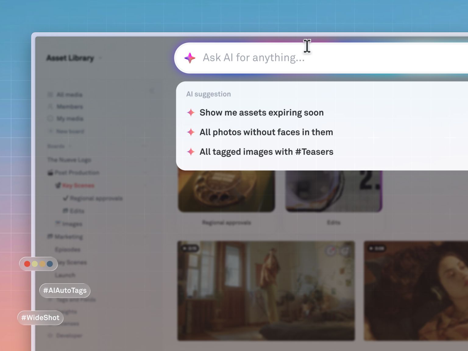 Describe the campaign asset you need and AI search returns it in seconds.