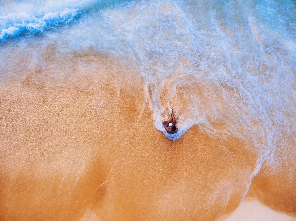 Bodyboarder in the Shallows